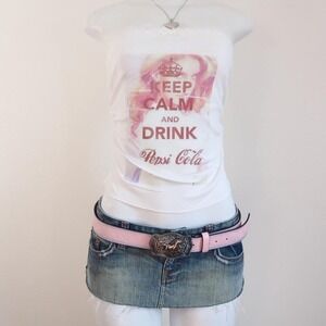y2k tube top pepsi keep calm graphic white bandeau